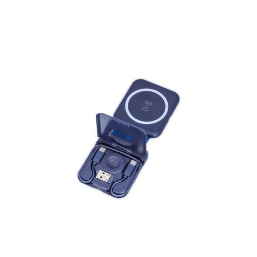 TURIN - @memorii Foldable Wireless Charger and Multicable Set - Navy Blue