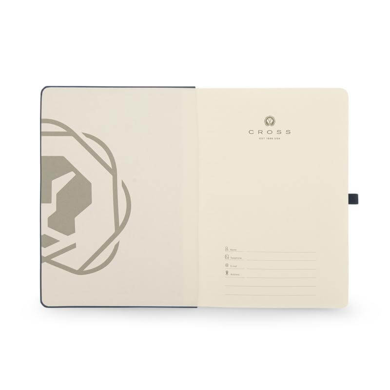 CROSS HARDCOVER A5 NOTEBOOK + PEN + BI-FOLD WALLET WITH 8 CARD SLOTS - NAVY BLUE