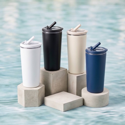 MARBELLA - Hans Larsen Double Wall Tumbler with Lid 600 ml - Navy Blue