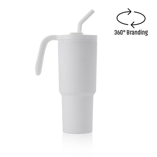 [DWHL 3236] FORZA 360 - Hans Larsen Recycled Stainless Steel/PP Tumbler with 360 Branding - White